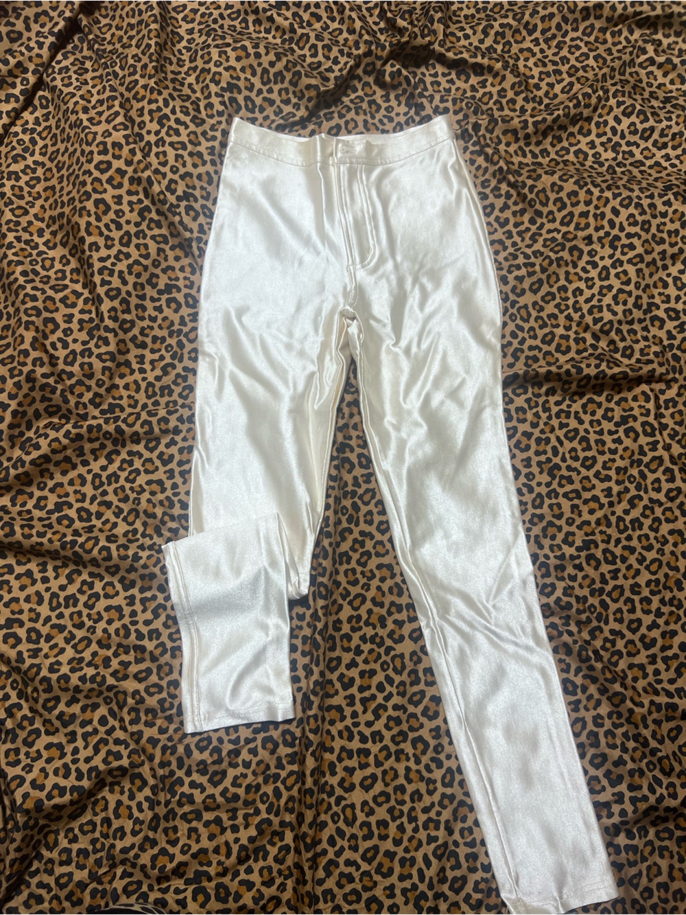 American Apparel Satin High-Waist Leggings in Ivory (Disco Pants) - Picture 1 of 3
